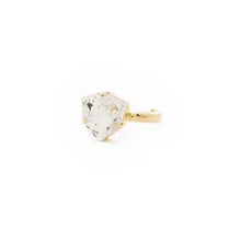 Load image into Gallery viewer, Gold ring with a clear gemstone on a white background.
