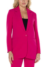 Load image into Gallery viewer, This fashionable blazer presents a smart combination of sophistication and aesthetics. Perfect for both formal and casual occasions, the garment is constructed with an optimized material for maximum comfort and resilience. Its fabric is smooth to touch, ensuring the wearer&#39;s comfortability throughout the day. Sporting a single-button front closure, the blazer offers a contemporary and sleek profile.  Color - Pink. Single button closure. Lined.
