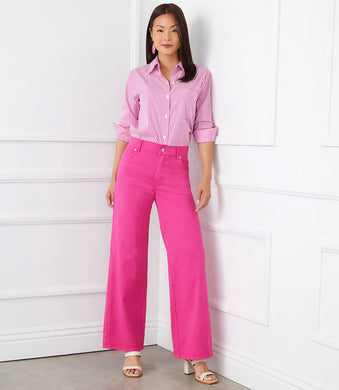 Add a pop of vibrant pink color to your wardrobe in this eco-friendly fashion style. The full-length design and wide-leg silhouette offer a modern and flattering fit, ensuring you stand out from the crowd while staying comfortable all day.