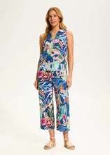 Load image into Gallery viewer, Unleash your creativity with this versatile floral sleeveless shirt. Whether tucked in, tied in front, or worn open over a tank, its endless styling options make it a wardrobe must-have. Designed with a V-neckline and crafted from 100% cotton, this breathable and lightweight piece ensures all-day comfort while keeping you effortlessly chic.
