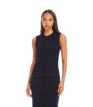 Load image into Gallery viewer, Woman wearing a sleeveless navy tank top and navy skirt set on a white background.
