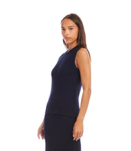 Load image into Gallery viewer, Woman wearing a sleeveless navy tank top and navy skirt on a white background.
