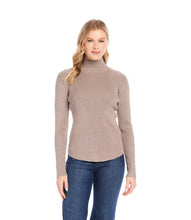 Load image into Gallery viewer, Classic and timeless, this lightweight wheat turtleneck sweater is a basic addition to your cool-weather wardrobe. With its ribbed detailing that adds texture and style, this sweater is Ideal for layering or as a standalone item.
