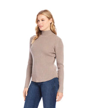 Load image into Gallery viewer, Classic and timeless, this lightweight wheat turtleneck sweater is a basic addition to your cool-weather wardrobe. With its ribbed detailing that adds texture and style, this sweater is Ideal for layering or as a standalone item.
