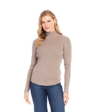 Load image into Gallery viewer, Classic and timeless, this lightweight wheat turtleneck sweater is a basic addition to your cool-weather wardrobe. With its ribbed detailing that adds texture and style, this sweater is Ideal for layering or as a standalone item.
