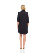 Load image into Gallery viewer, Elevate your wardrobe with the Roll Tab Embroidered Shirtdress by Karen Kane—a perfect blend of classic elegance and artisanal charm. Featuring delicate floral silk embroidery, a collared neckline, and adjustable roll-tab sleeves, this laid-back yet polished dress is designed for effortless style.
