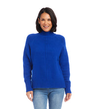Load image into Gallery viewer, This turtleneck is versatile and perfect for colder days and nights. It can be worn under coats or on its own, making it a great choice for any occasion. Made from recycled materials, it reflects our commitment to reducing environmental impact while keeping you on-trend.  Color- Royal blue. Length: 23 1/2 inches (size M). Ribbed hem. Long sleeves. Ribbed cuffs.
