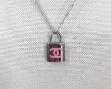Load image into Gallery viewer, Sallie Silver and Pink Vintage Louis Vuitton Lock Necklace - Modern Vintage Creations
