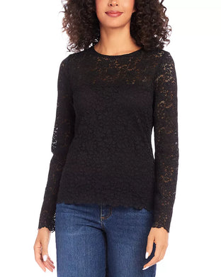 This top features a feminine and elegant design that enhances the natural contours of the body through its graceful silhouette. The flexible floral lace guarantees a comfortable and polished appearance, making it a versatile match for different bottoms, such as denim. The bodice is fully lined up to the chest, while the arms and upper chest are adorned with delicate lace.