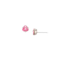 Load image into Gallery viewer, Pink hexagon stud earrings on a white background.
