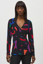 Load image into Gallery viewer, Solange Silky Knit Abstract Print Wrap Top 244079
