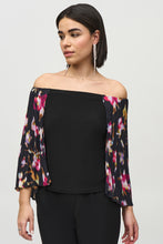 Load image into Gallery viewer, Solace Silky Knit Off the Shoulder Top with Pleated Georgette Cape - Joseph Ribkoff 244246
