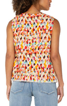 Load image into Gallery viewer, Fun and vibrant, the Liverpool Los Angeles Sleeveless Woven Top with Button Back in Watercolor Dots Multi is a must-have for effortless style. This lightweight, sleeveless blouse features a crew neck and functional button-back detail, adding a playful twist to your look. Crafted from premium cotton fabric, it offers a comfortable fit and breathable design, perfect for warm-weather styling. Pair it with denim jeans or tailored trousers for a chic, versatile outfit.
