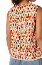 Load image into Gallery viewer, Fun and vibrant, the Liverpool Los Angeles Sleeveless Woven Top with Button Back in Watercolor Dots Multi is a must-have for effortless style. This lightweight, sleeveless blouse features a crew neck and functional button-back detail, adding a playful twist to your look. Crafted from premium cotton fabric, it offers a comfortable fit and breathable design, perfect for warm-weather styling. Pair it with denim jeans or tailored trousers for a chic, versatile outfit.
