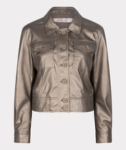 Load image into Gallery viewer, Our &quot;Jacket PU&quot; made of Polyurethane fabrication provides a stylish and edgy look. This faux leather jacket is of high quality and adds an eye-catching and bold touch to your outfit. Add a modern touch to your wardrobe with this shiny soft gold jacket, perfect for achieving an effortlessly cool look.

