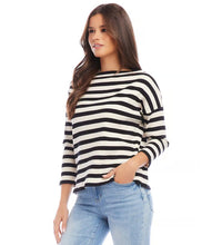 Load image into Gallery viewer, Seamlessly switch between seasons and outfits with this versatile ribbed boatneck top. It&#39;s comfortable and stretchy, perfect for pairing with your go-to jeans for a casual weekend vibe or with sleek trousers for a sophisticated work look.
