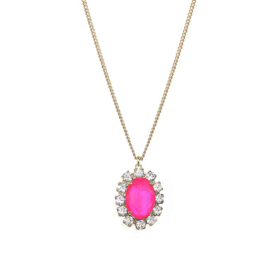Glamorize your ensemble with the Suki Necklace! Made with premium crystals and antique gold plating on a brass base metal, it will be the highlight of any ensemble. A perfect jewelry piece to wear alone or layer with your other favorite pieces.  Color- Pink, clear and gold. Pink crystal. Clear crystals. Antique gold plating over brass metal. Length -16