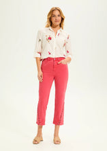 Load image into Gallery viewer, The Suzanne Straight Crop Denim boasts intricate braiding accents on the lower section of each pant leg, resulting in a distinctive look. This intricate design adds a touch of elegance and uniqueness to the cropped pants, making them stand out as a stylish choice for spring and summer wear.
