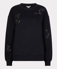 Load image into Gallery viewer, Black sweater with sequin embellishments against a white background.
