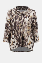 Load image into Gallery viewer, Off-white and brown multi animal print tunic sweater against a white background.
