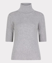 Load image into Gallery viewer, Grey turtleneck, short sleeve sweater against a white background.
