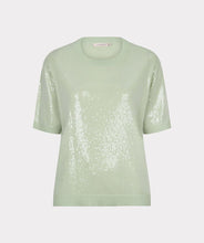 Load image into Gallery viewer, Light green sequin top on a white background.
