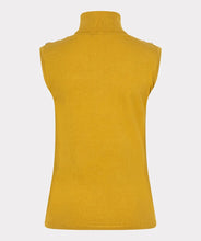 Load image into Gallery viewer, Golden olive sleeveless sweater top against a light gray background.
