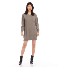 Load image into Gallery viewer, A soft brushed knit fabric gives this relaxed dress a sophisticated touch, thanks to its stylish zipper details. It looks amazing on its own or when worn with leggings and boots for a contemporary look.  Color- Heathered taupe. Long sleeve. Crew neck. Side-zipper. Fabric -81% Polyester. 16% Rayon. 3% Spandex.
