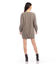 Load image into Gallery viewer, A soft brushed knit fabric gives this relaxed dress a sophisticated touch, thanks to its stylish zipper details. It looks amazing on its own or when worn with leggings and boots for a contemporary look.  Color- Heathered taupe. Long sleeve. Crew neck. Side-zipper. Fabric -81% Polyester. 16% Rayon. 3% Spandex.
