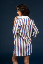 Load image into Gallery viewer, Timeless charm meets modern ease in the Martha Dress by Smith &amp; Quinn. Designed in the cheerful Cottage Stripe print, this dress features a flattering V-neckline, tailored bodice, and gently flared skirt that moves with grace. Crafted from Smith &amp; Quinn’s signature stretch fabric, it offers wrinkle resistance and all-day comfort—perfect for warm-weather outings, garden parties, or casual brunches.
