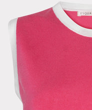 Load image into Gallery viewer, Pink sleeveless top with white trim on a light gray background.

