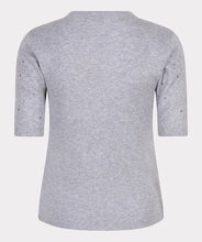 Load image into Gallery viewer, Light grey sparkly short sleeve sweater against a white background.
