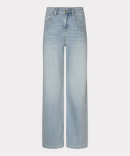 Load image into Gallery viewer, Light blue jeans with embroidery against a white background.
