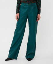 Load image into Gallery viewer, Teal wide-leg pants, teal and brown burnout velvet top and black heels worn by a model against a white background.
