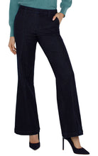 Load image into Gallery viewer, Enhance your wardrobe with the unique blend of sophistication and comfort that denim provides. These trousers are meticulously crafted, merging the classic elegance of your preferred trousers with the laid-back adaptability of denim. Pintuck detailing adds to the length of the leg, creating a flattering silhouette.
