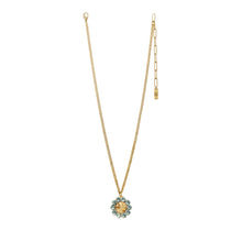 Load image into Gallery viewer, Show off your shimmering style with the Twiggy Necklace in Aqua and Champagne! This floral design necklace from Canadian makers is designed with an antique gold-plated brass base metal and adorned with high-quality crystals. You&#39;ll turn heads and be ready to shine when you style this beautiful piece.  Color- Aqua, champagne, gold. Premium crystals. Antique gold plating over brass. Length- 19.5 inches with two-inch extender.
