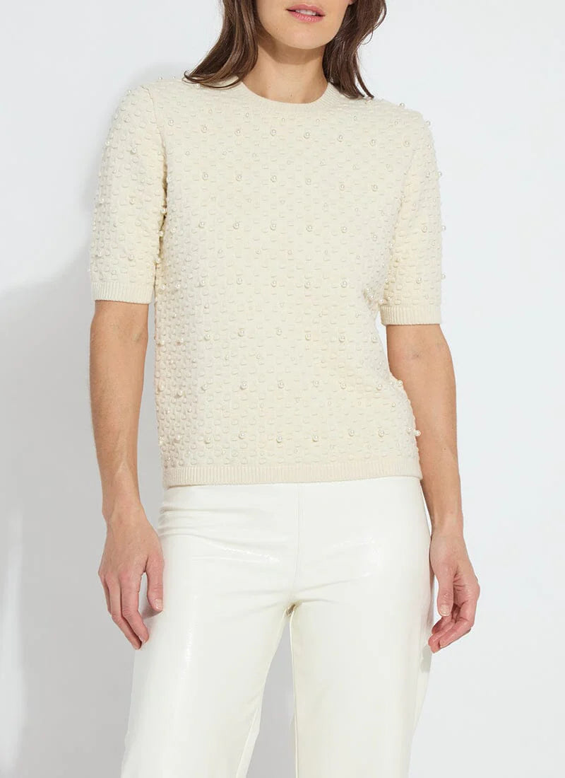 Valentina Pearl Short Sleeve Sweater in Icing - Lysse 21-3457-M7