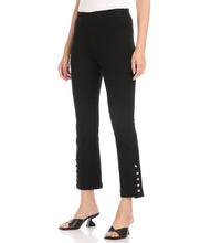 Load image into Gallery viewer, Embossed silver buttons decorate these cleanly styled pants in a modern flare-leg. These pants offer a smooth fit with double stretch for exceptional comfort and shape-retention.
