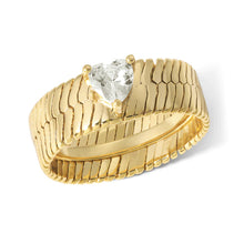 Load image into Gallery viewer, CAPULET GOLD HERRINGBONE AND HEART RING - JOY DRAVECKY
