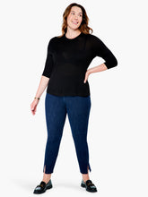 Load image into Gallery viewer, Taking the best of both worlds: the ease of your favorite long-sleeved tee plus the cozy comfort of a crewneck sweater. The lightweight, super-comfy feel knit top is now trending and perfect as a layer or on its own. The feel has all the softness of cashmere (really!) but the cotton/viscose blend makes it far easier to care for. Win/win!  Color- Black Onyx. Pullover sweater. Lightweight. Regular fit.

