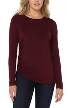 Load image into Gallery viewer, This long sleeve modal knit top features side shirring for a truly flattering fit. This perfect stretch top is easy enough to wear alone or style under your favorite jacket or cardigan.  
