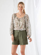 Load image into Gallery viewer, Those hot, humid days demand a lightweight, breezy top. This gorgeous blouse is the perfect style to keep you cool and fashionable at the same time. A darling zebra and palm tree pattern in soft palette of pastel shades pairs wonderfully with your favorite denim. 
