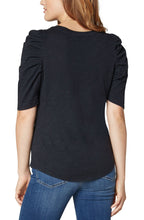 Load image into Gallery viewer, FINAL SALE NADIA GATHERED SHORT SLEEVE BLACK KNIT TEE - LIVERPOOL LOS ANGELES
