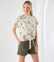 Load image into Gallery viewer, Tie dye is all the rage and our Penny top by Karen Kane is all the fashion with its cloudy tie dye pattern in pale pink and light olive. Cinched at the waist for a figure-flattering fit, this jersey-knit top features a sleek boat neckline, drop shoulder sleeves, and stylish tie-front. A perfect top for the season, pair with your favorite shorts or jeans for a stylish outfit! Color- Tie dye in pale pink and light olive.

