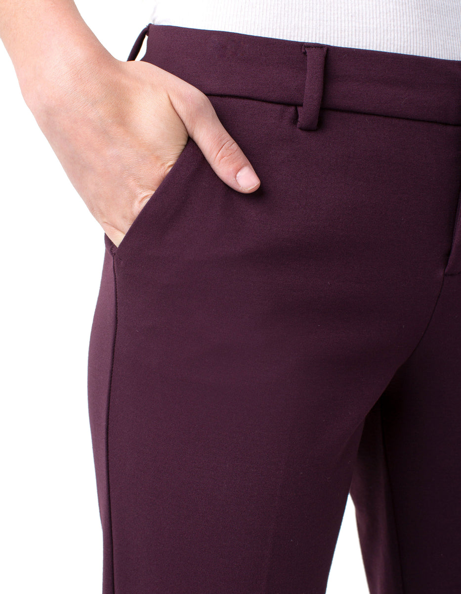 FINAL SALE KELSEY KNIT SUPER STRETCH PONTE TROUSER IN AUBERGINE- LIVER ...