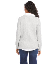 Load image into Gallery viewer, Consider this the ultimate classy sweater: wear it dressed-up or-down any day of the week. Just the right amount of a white shirt at the collar and hem provides the illusion that this one-piece long sleeve top may actually be two. 
