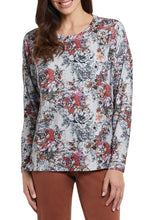 Load image into Gallery viewer, A perfect soft and cozy long sleeve top is one you&#39;ll want to add to your closet as it goes with so many different bottoms.  With its vintage feel floral design and beautiful combination of colors, this top can be dressed up with a skirt, or paired with your favorite leggings for a more casual look.  
