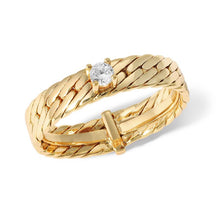 Load image into Gallery viewer, MONTAGUE GOLD HERRINGBONE AND SOLITAIRE RING - JOY DRAVECKY
