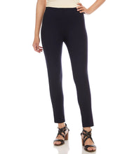 Load image into Gallery viewer, The versatile piper pant is designed for a clean, smooth fit with double stretch for exceptional comfort and shape-retention. This beautiful and popular pant can easily be dressed up or worn casually. You will definitely look polished and classic when you wear these gorgeous navy pant. Also available in petite and plus sizes.  Color- Navy. Full length. Pull on. Skinny ankle leg.
