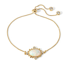 Load image into Gallery viewer, Our New Lourdes Opal Bracelet shines and sparkles.  Perfect for everyday wear, you will love looking at it on your wrist all day long.  
